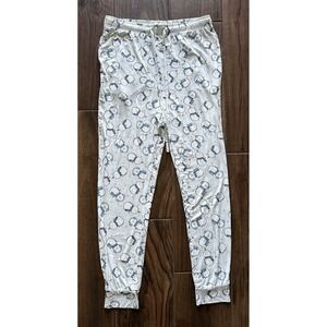 Caden Lane Pajama Pants Jogger Womens Sz M Blue Snowmen Bamboo Cozy Holiday Cute